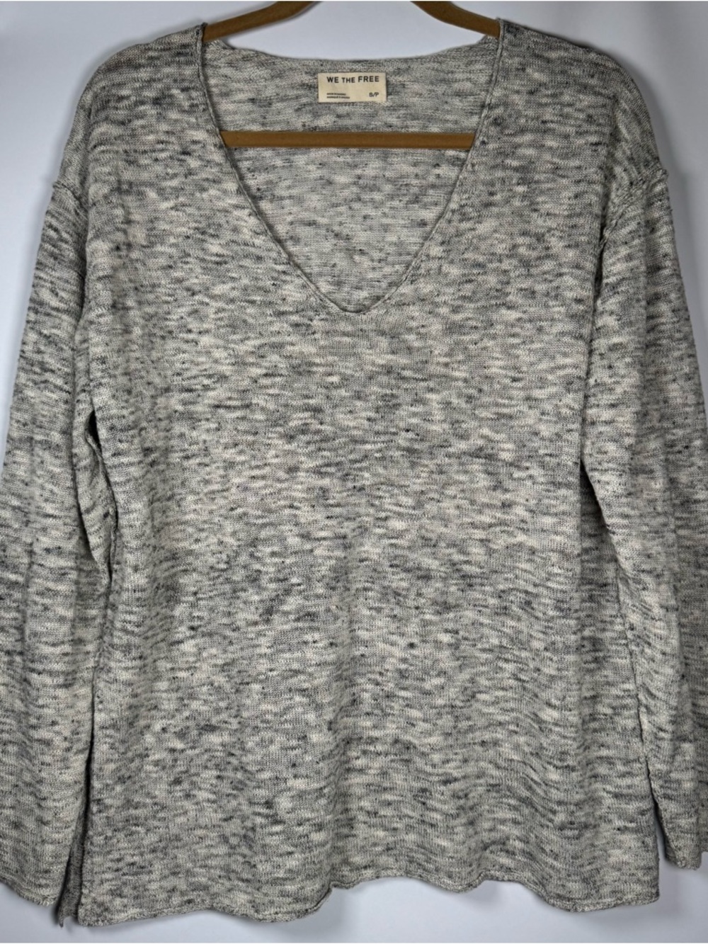 Free People We The Free Lightweights Slouchy Marled Knit V-Neck